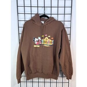 Vintage Disneyland Resort Parks Hoodie Sweater Womens L Brown Y2K Graphic Mickey